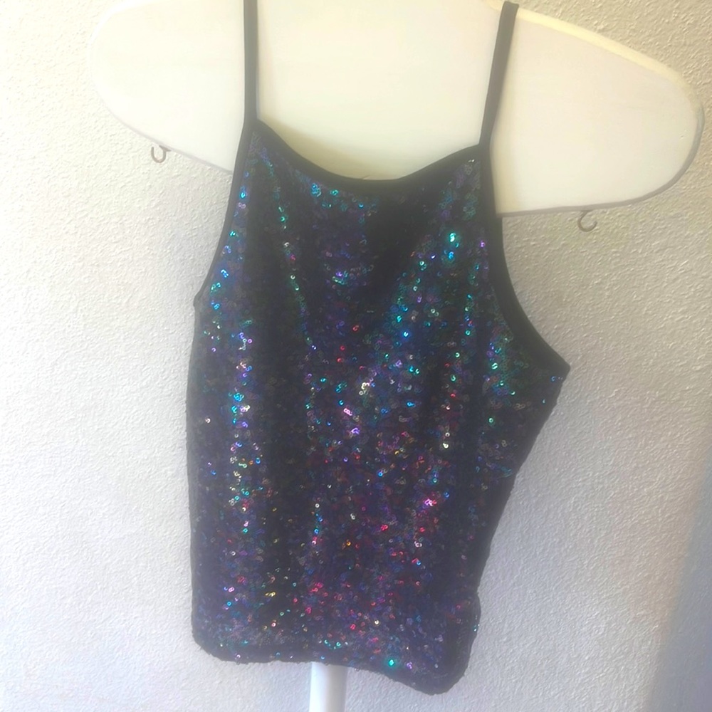 Brand new large sequin crop top.